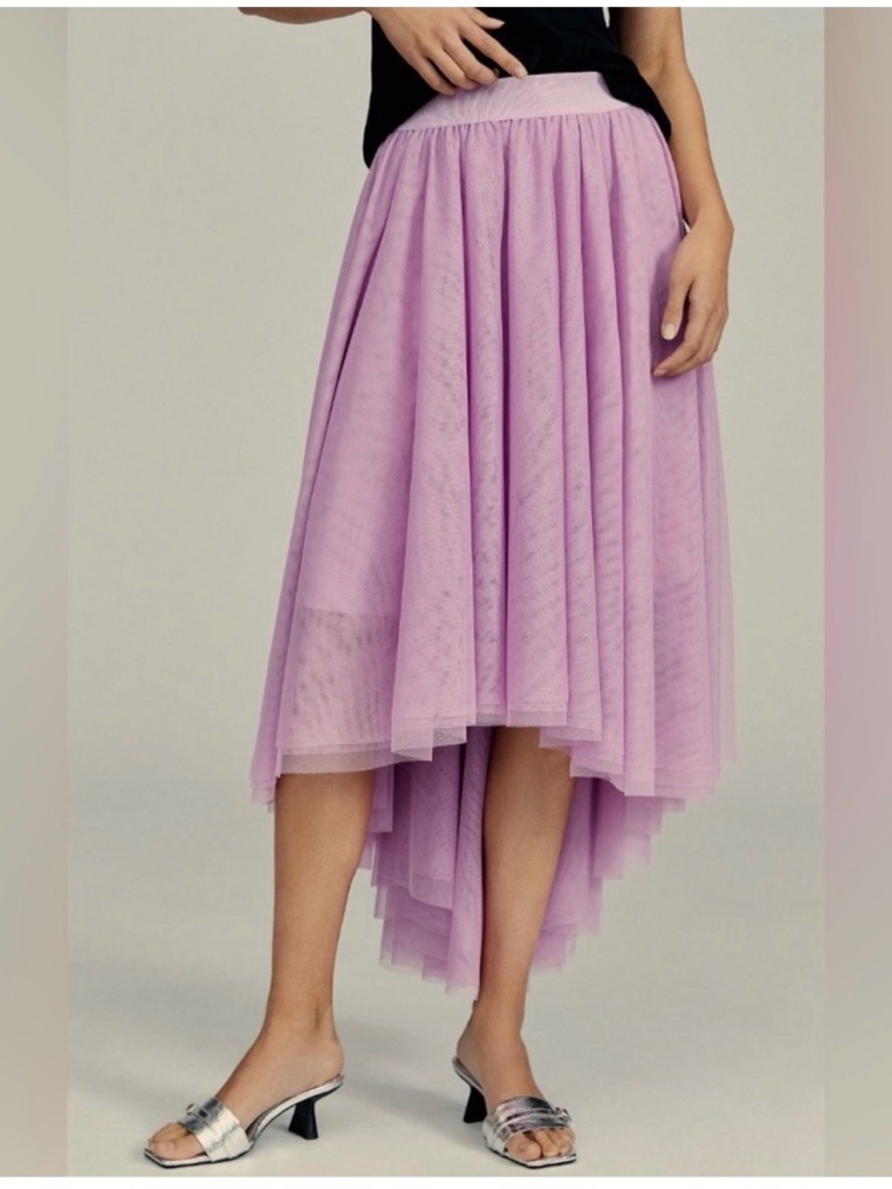 BY ANTHROPOLOGIE | Lilac Elastic Waist High-Low Tulle Skirt Women’s Size 3X